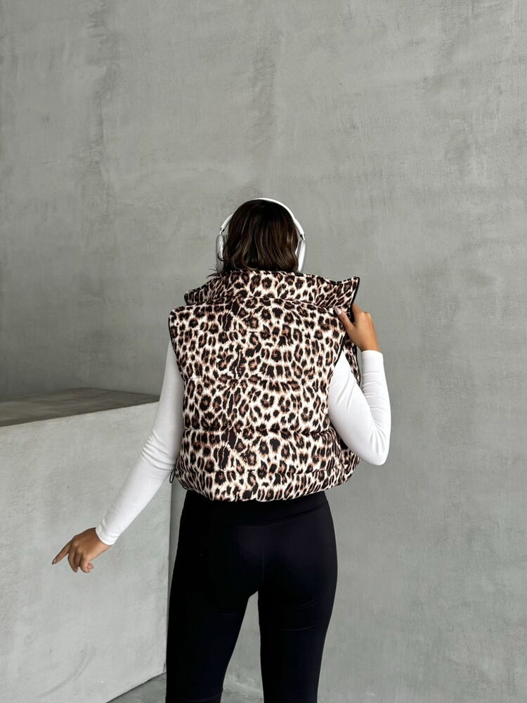 Doudoune Sans Manches Léopard Femme – Chic & Tendance