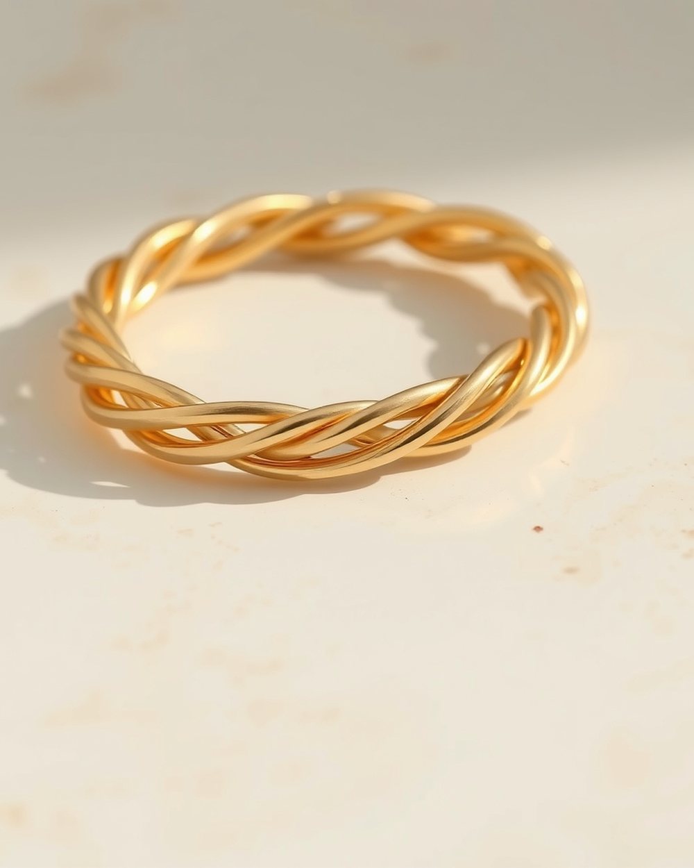 Bracelet jonc torsadé doré