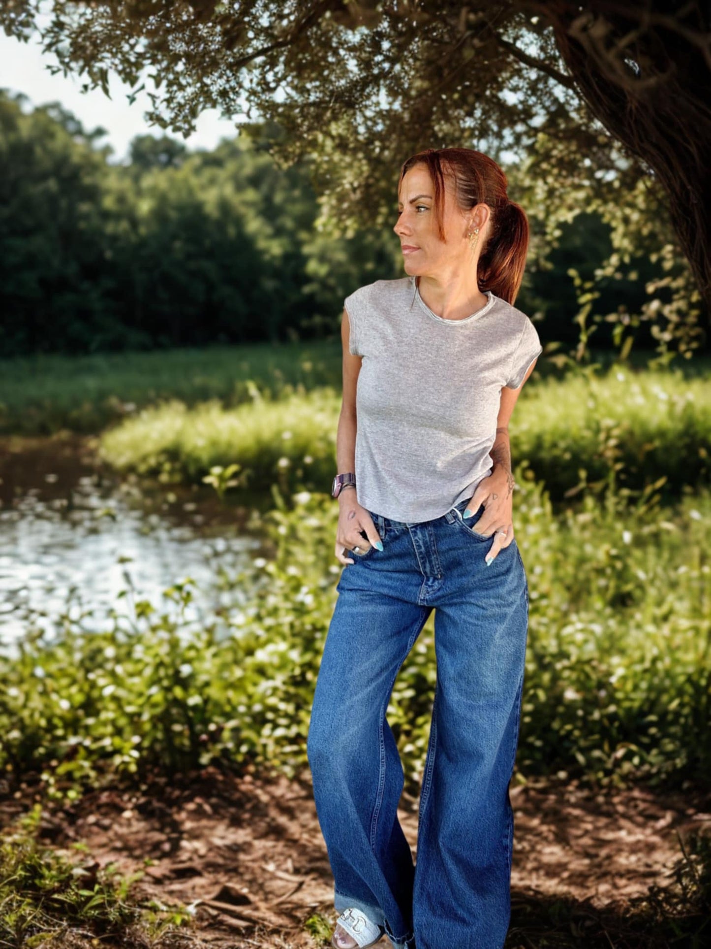 T-shirt Femme Casual Taupe – Basique Confortable