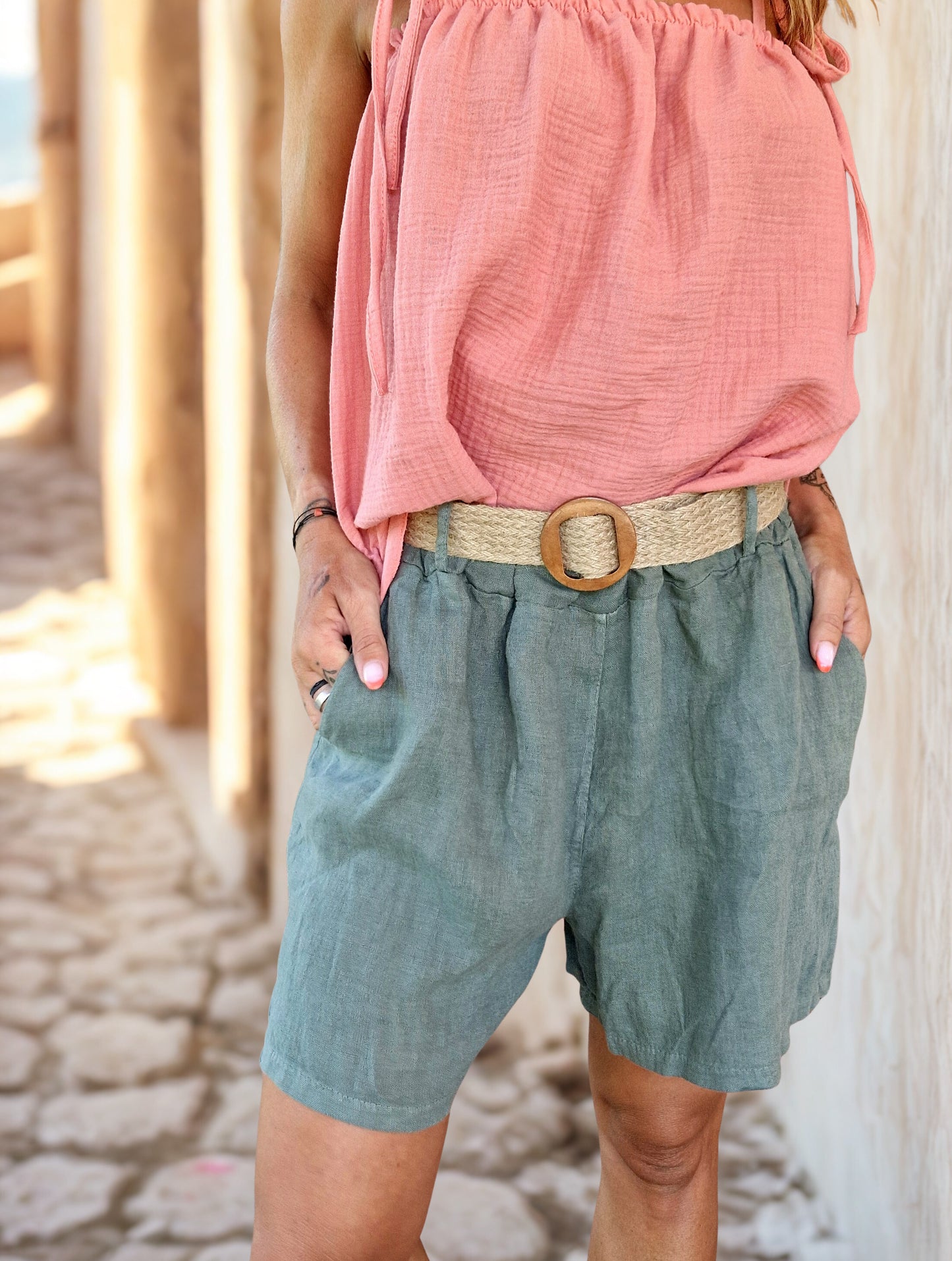 Short “LINA” – 100 % lin naturel, coupe chic