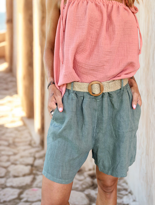Short “LINA” – 100 % lin naturel, coupe chic