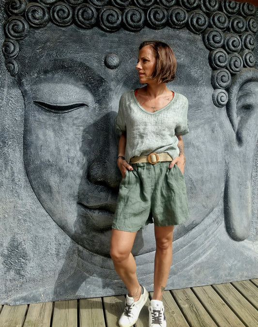 💚 T-shirt LINO CHIC – 100% lin naturel, taille unique
