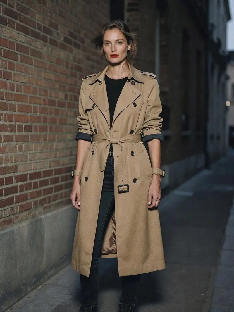 Comment porter un trench femme : ce que révèlent ses détails militaires : look 11