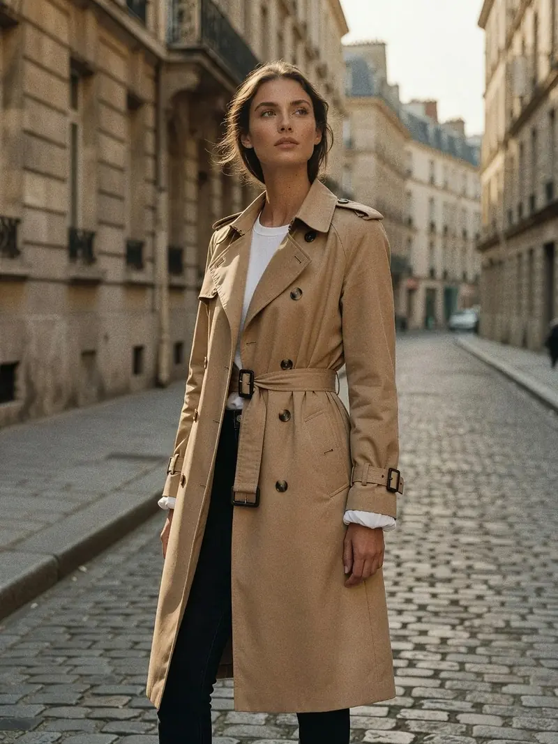 Comment porter un trench femme : ce que révèlent ses détails militaires : look 12