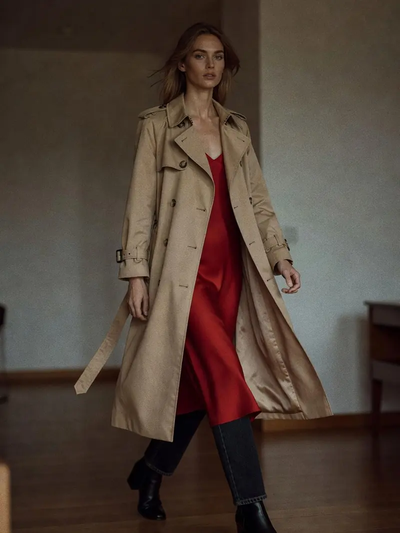 Comment porter un trench femme : ce que révèlent ses détails militaires : look 14