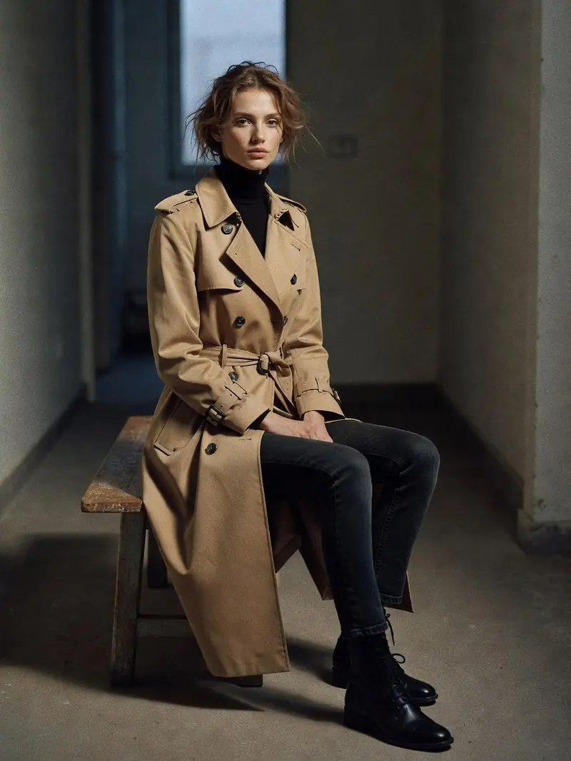 Comment porter un trench femme : ce que révèlent ses détails militaires : look 15