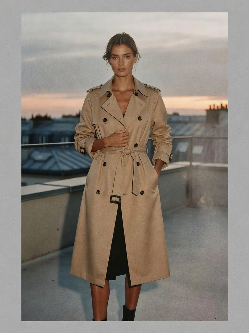 Comment porter un trench femme : ce que révèlent ses détails militaires : look 16