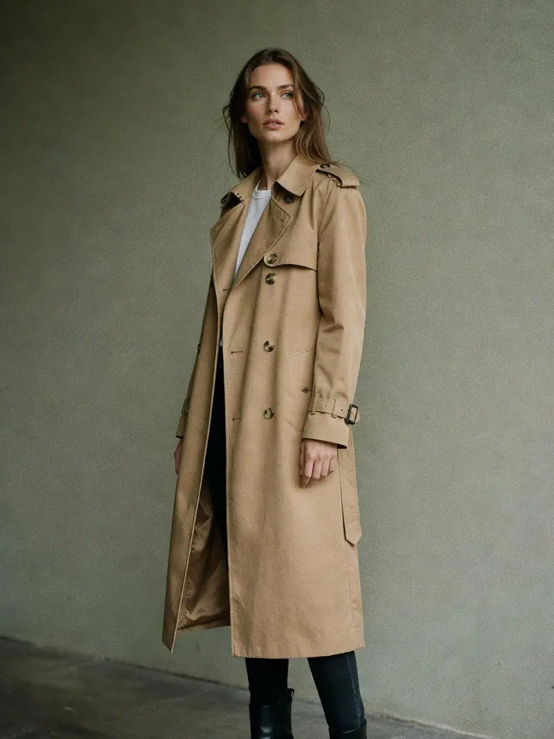 Comment porter un trench femme : ce que révèlent ses détails militaires : look 17
