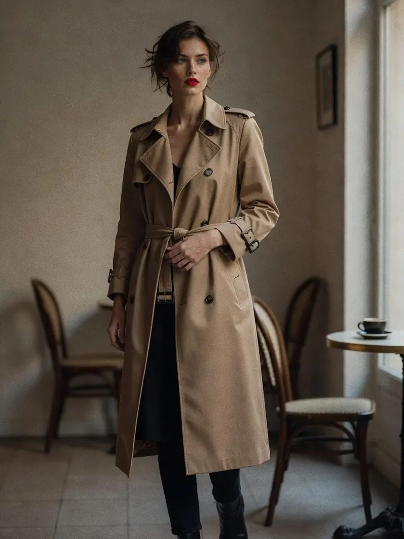 Comment porter un trench femme : ce que révèlent ses détails militaires : look 6