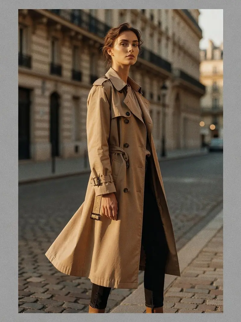 Comment porter un trench femme : ce que révèlent ses détails militaires : look 9