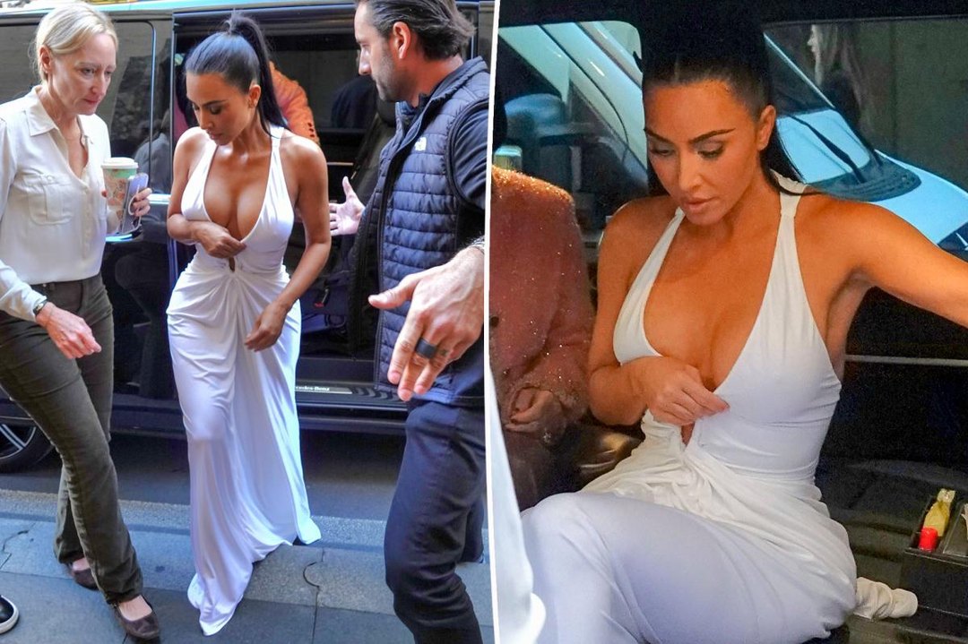 Publication de New York Post sur X : Kim Kardashian, Robe blanche plongeante à Rome : le look jour glamour de Kim Kardashian