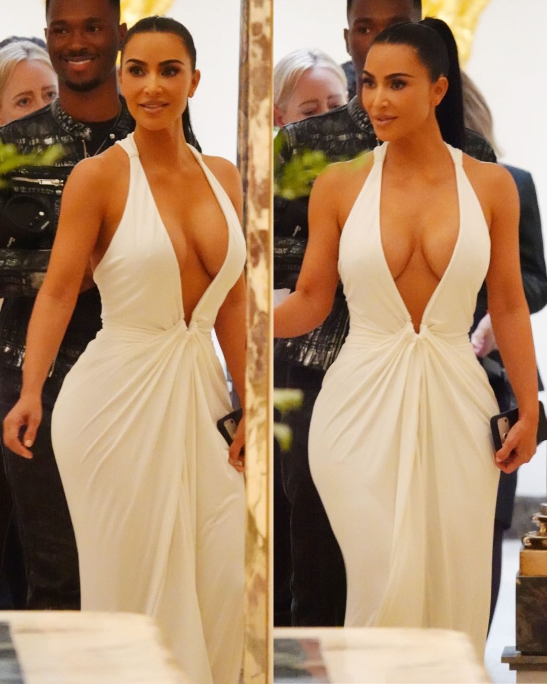 Publication de Page Six sur X : Kim Kardashian, Robe blanche plongeante à Rome : le look jour glamour de Kim Kardashian