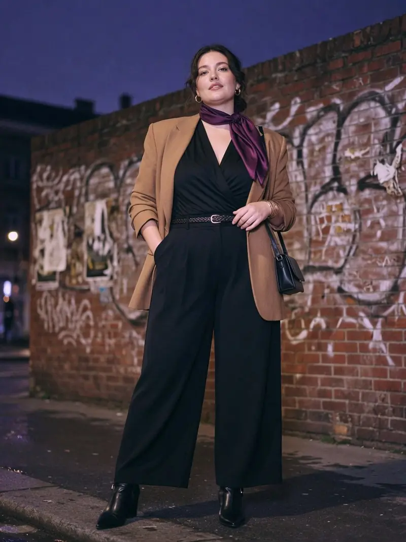 Comment s'habiller quand on a du ventre : les matières qui suivent la journée : look 11
