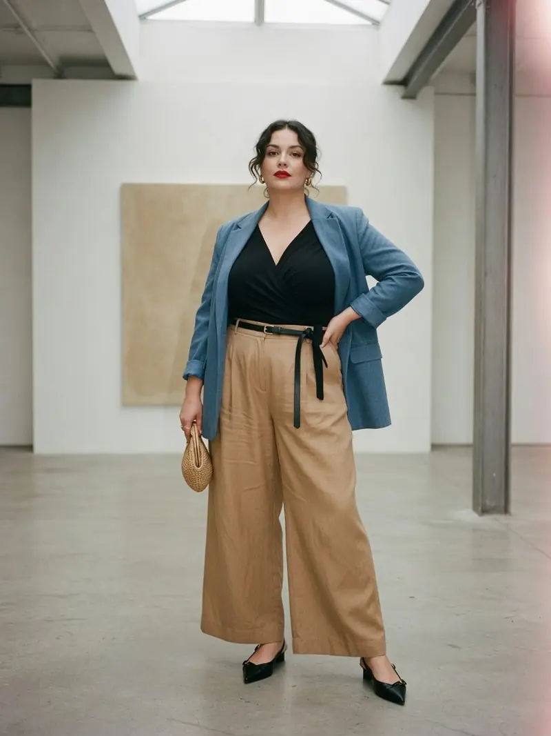 Comment s'habiller quand on a du ventre : les matières qui suivent la journée : look 20