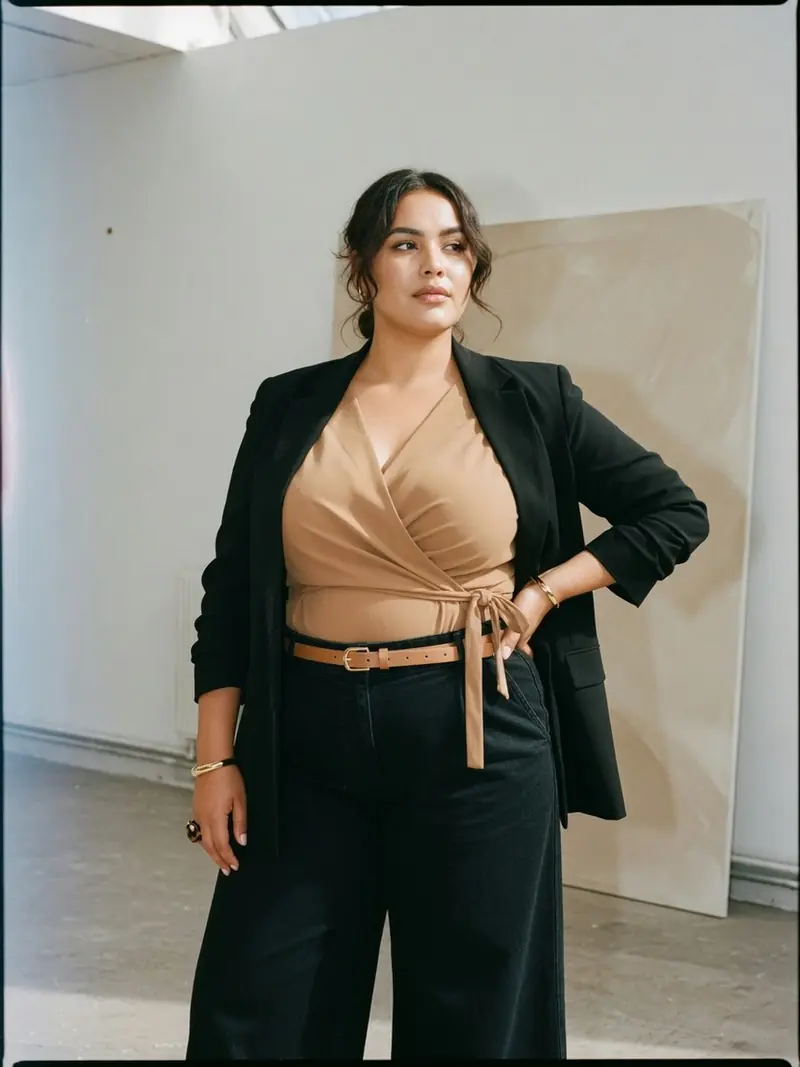 Comment s'habiller quand on a du ventre : les matières qui suivent la journée : look 8