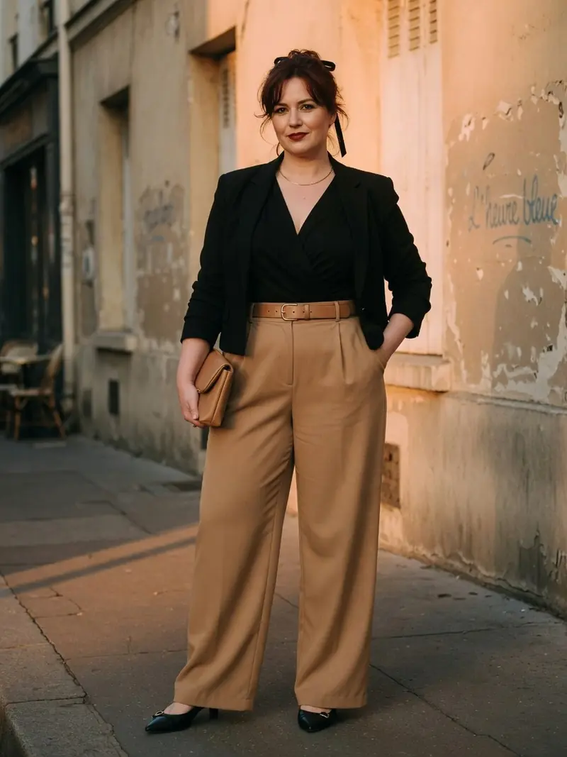 Comment s'habiller quand on a du ventre : les matières qui suivent la journée : look 9