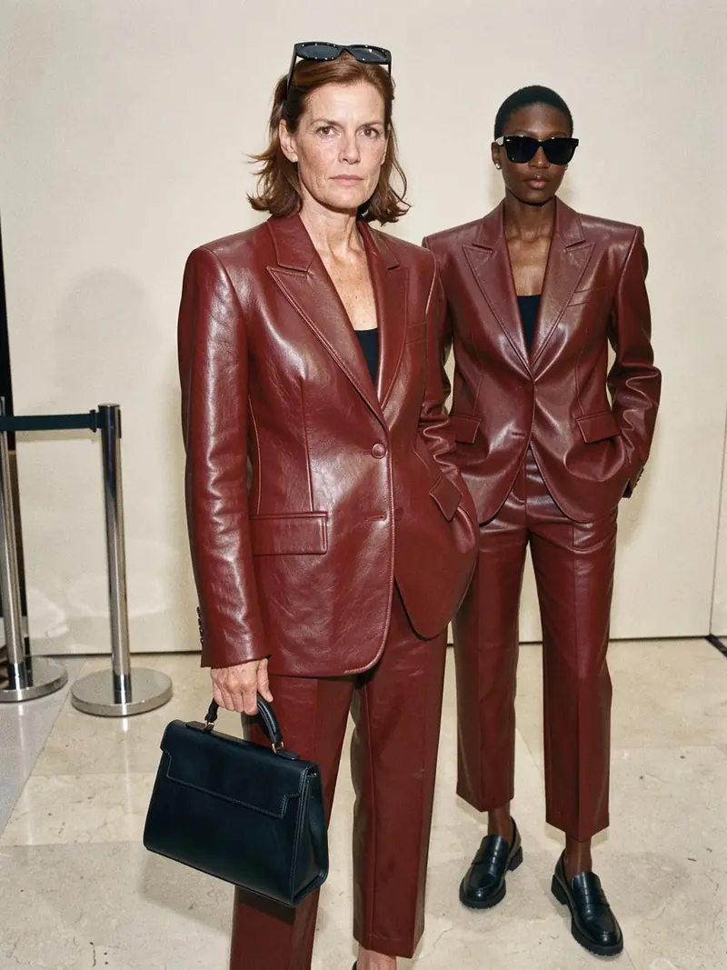 Isabelle Huppert à Balenciaga : la veste en cuir qui mène le jeu : le détail de la matière