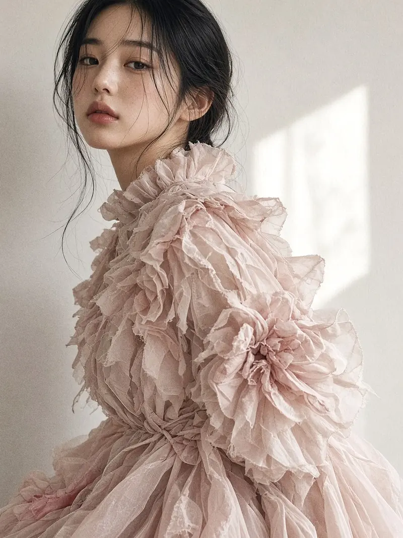 Jang Wonyoung chez Dior : la mécanique du look superposé décodée : le détail de la matière
