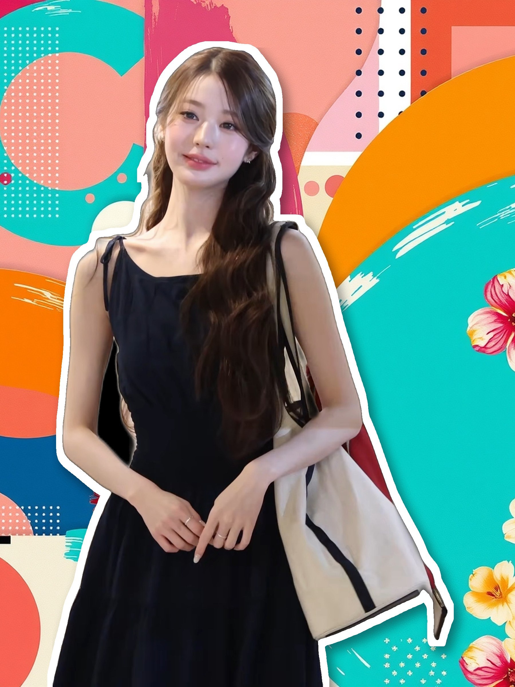 Jang Wonyoung au premier rang du défilé Dior printemps-été 2027, en débardeur blanc, jupe noire transparente superposée et sac Dior rose pastel.