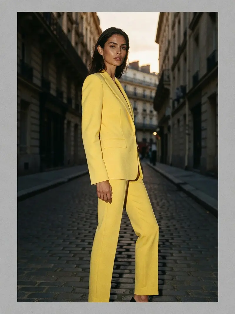 Le jaune beurre est la couleur qui va dominer ton automne 2026 : look 12