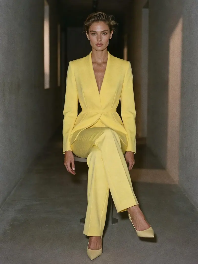Le jaune beurre est la couleur qui va dominer ton automne 2026 : look 15