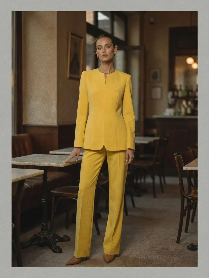 Le jaune beurre est la couleur qui va dominer ton automne 2026 : look 6