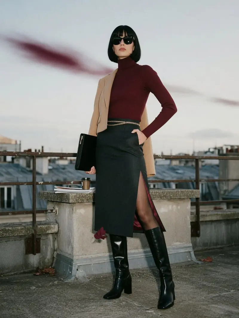 Jupe crayon : comment la porter vraiment, du métro au bureau : look 16