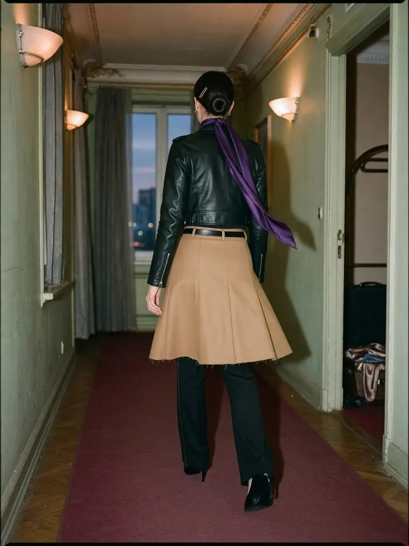 La jupe sur pantalon revient à la Fashion Week, en version courte et portable : look 3