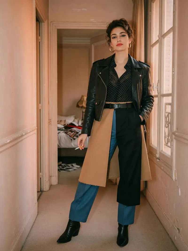 La jupe sur pantalon revient à la Fashion Week, en version courte et portable : look 9