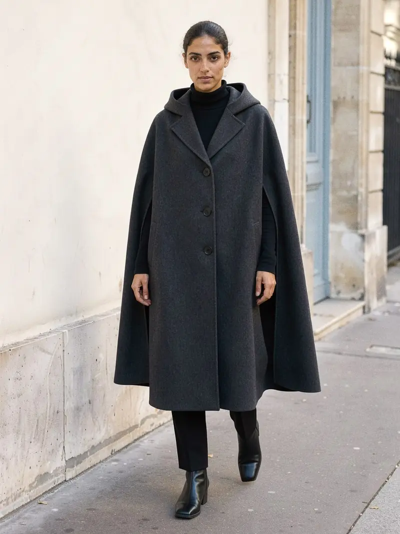 Manteau poncho femme : le vrai test avant de l'adopter au quotidien : la tenue complète