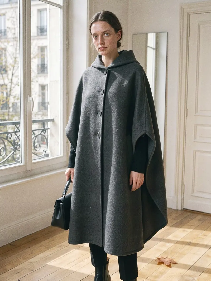 Manteau poncho femme : le vrai test avant de l'adopter au quotidien : le détail de la matière