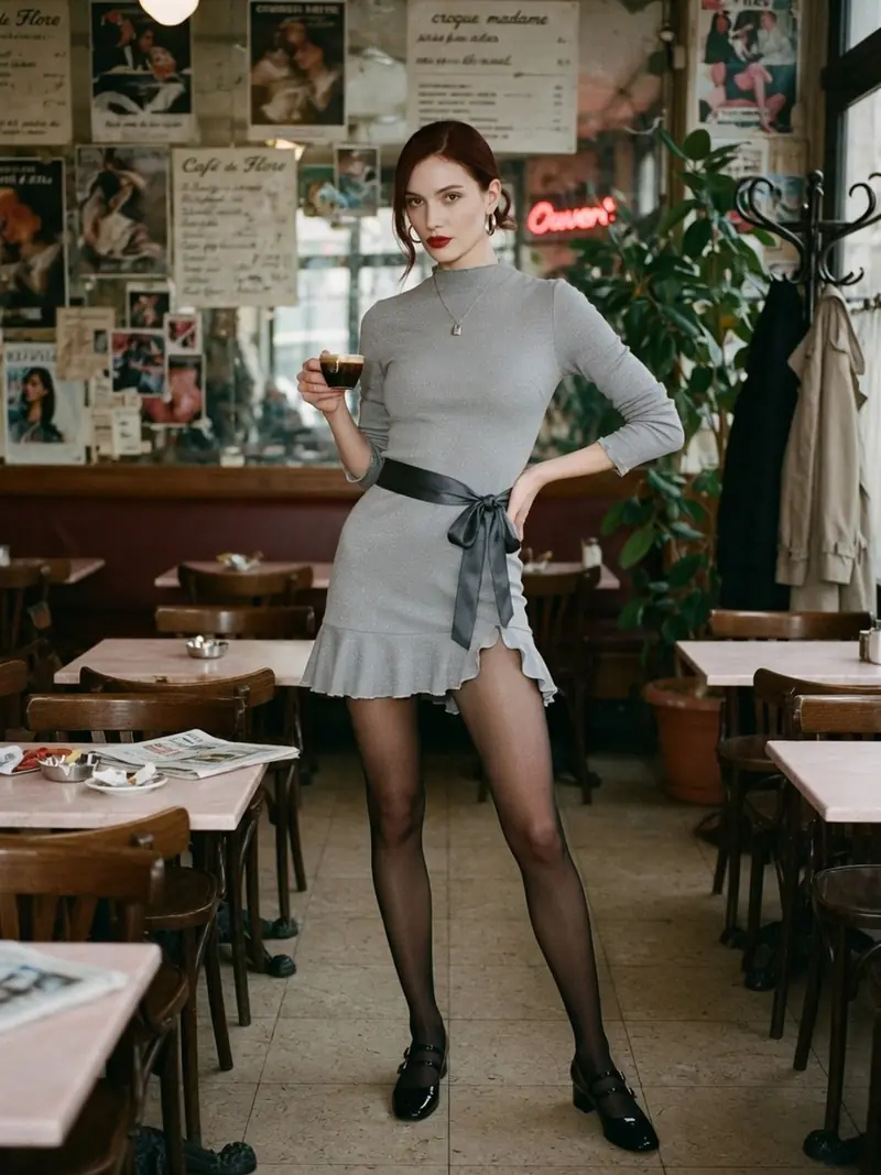 Mini robe grise : ce que les podiums changent au vestiaire réel : look 6