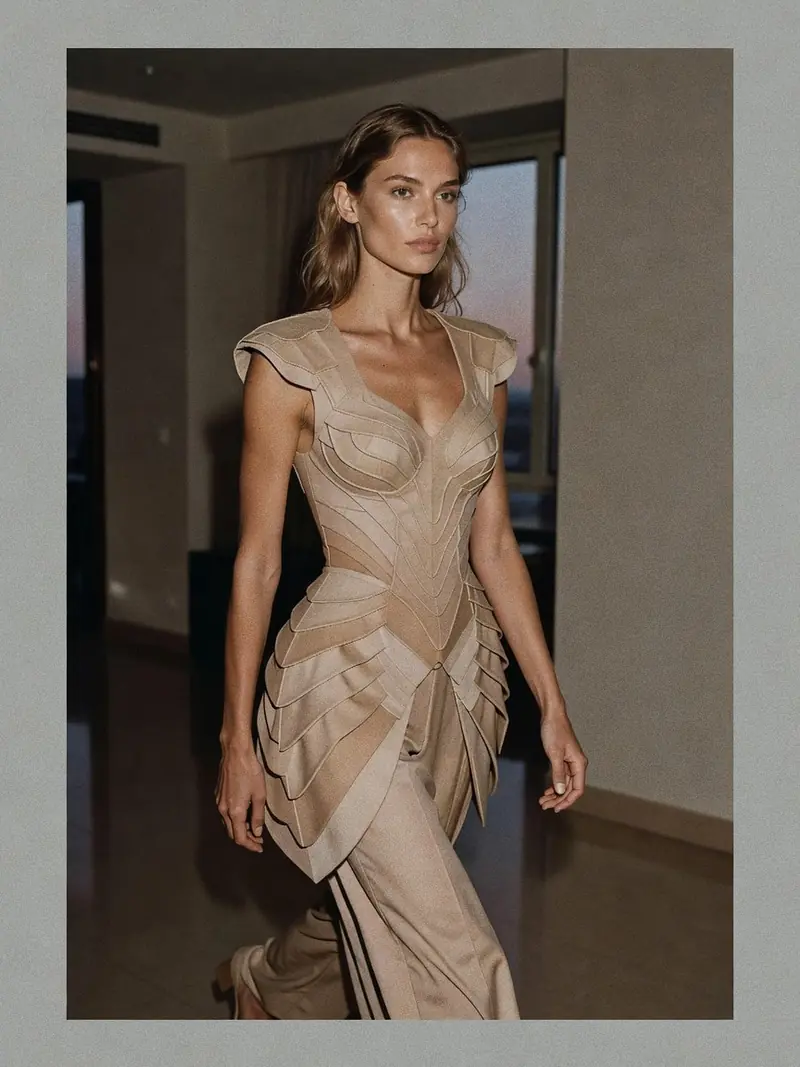 Ce que la robe Mondrian d'Yves Saint Laurent et l'Armadillo de McQueen disent : look 14