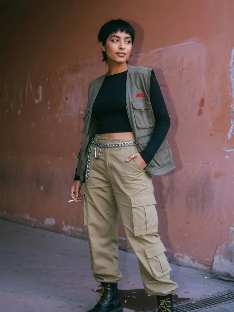 Pantalon cargo femme : pourquoi il se porte mieux qu'en 2000 : look 17
