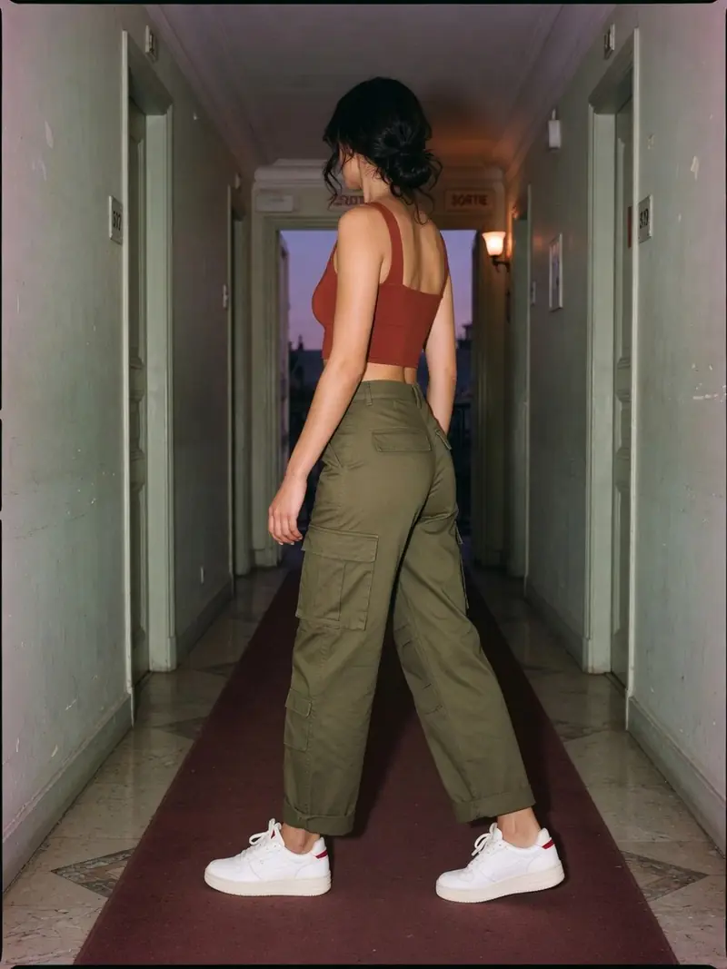 Quelles chaussures avec un pantalon cargo femme : le vrai match couleur : look 3