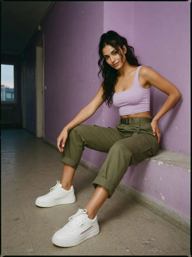 Quelles chaussures avec un pantalon cargo femme : le vrai match couleur : look 5